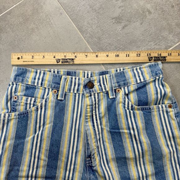 Vintage Levi’s 920 Orange Tab Striped Denim Shorts Women’s 8 USA Made - Picture 6 of 9